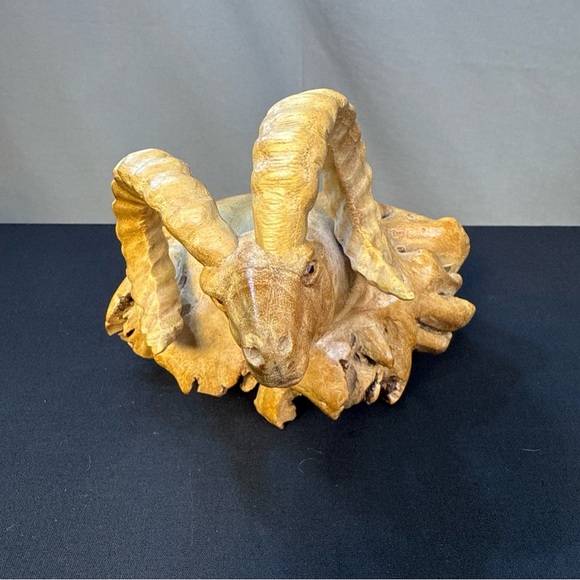 Vintage Handcrafted Burl Wood Ram Sculpture - Picture 3 of 10